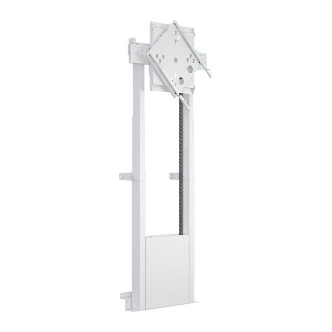 Multibrackets, Supporto TV motorizzato da pavimento, Flip 2 con armadio e supporto per telecamera, 120kg, Bianco