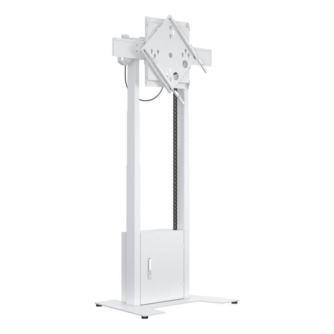 Multibrackets, Supporto TV motorizzato da pavimento, Flip 2 con armadio e supporto per telecamera, 120kg, Bianco