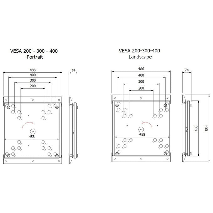 Multibrackets, Supporto TV motorizzato da pavimento, Flip 2 con armadio e supporto per telecamera, 120kg, Bianco