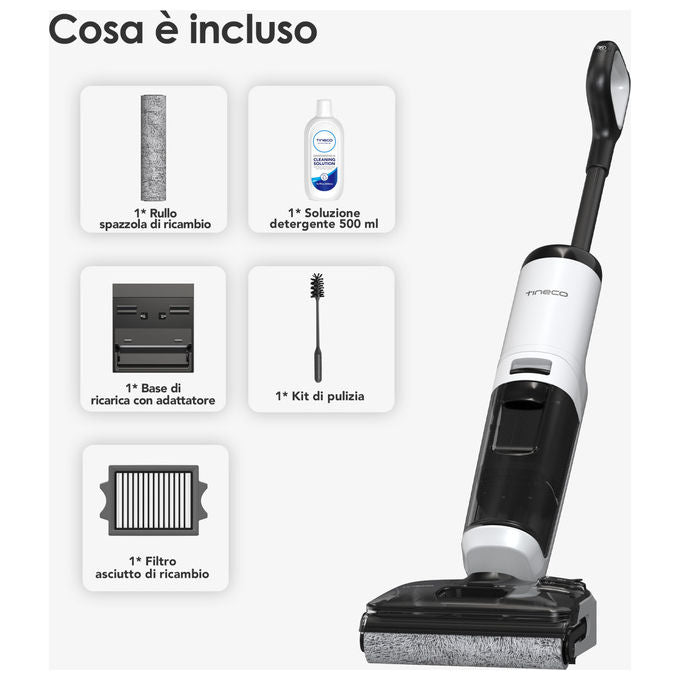 Tineco Floor One S5 Max, Aspirapolvere Lavapavimenti Senza Fili, Autopulizia FlashDry 85°C, 50 Minuti Autonomia
