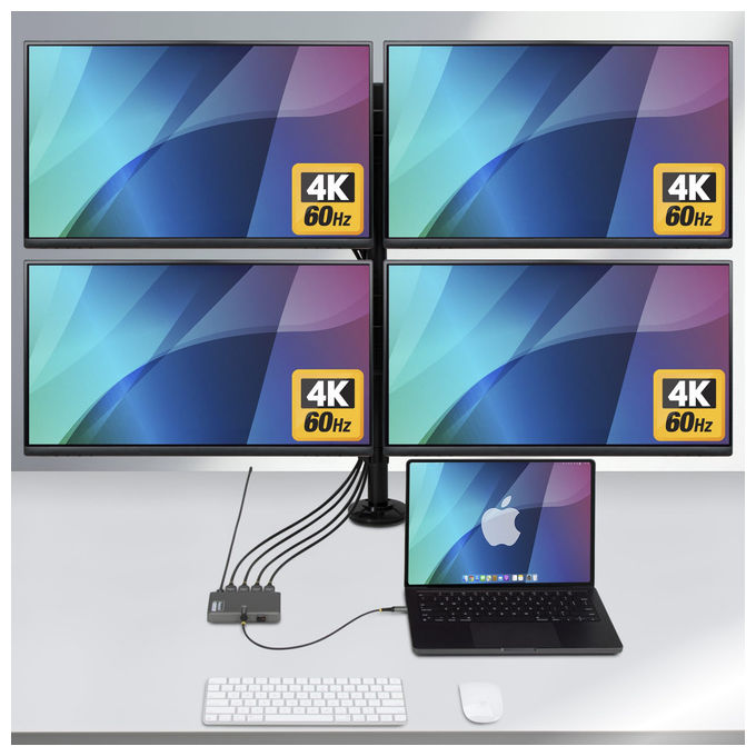 StarTech.com, Docking Station per Laptop USB-C, Quad HDMI, 140W, Grigio