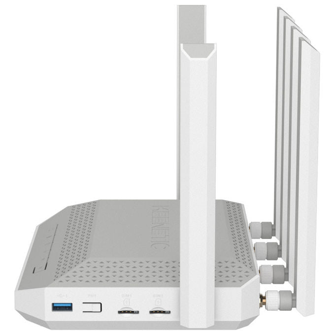 Keenetic KN-4110 Hero 5G Modem Router Wi-Fi 6 Mesh AX3000 Dual SIM 5G porta 2,5G smart switch 4 porte colore Grigio Bianco