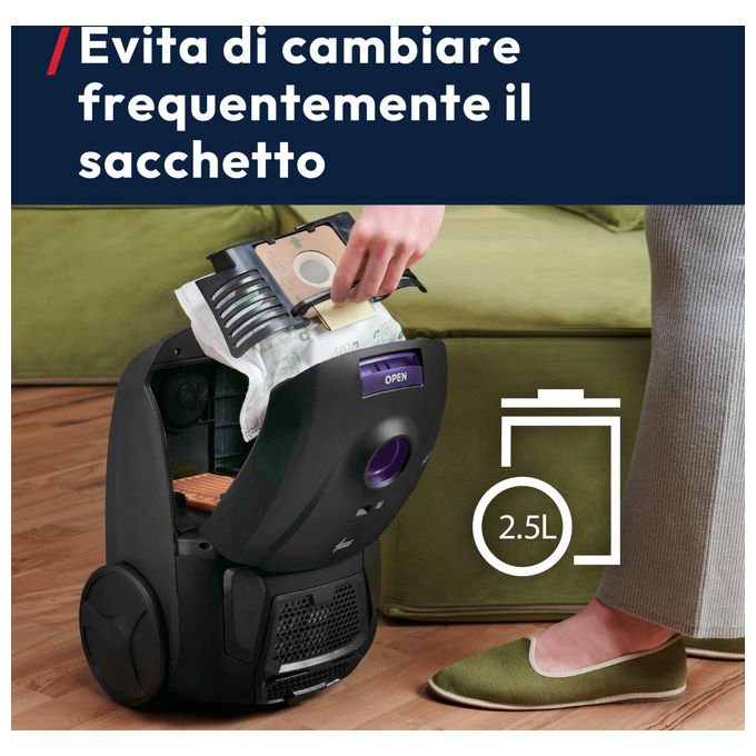 Hoover, Aspirapolvere a Traino con Sacco, 2.5L, Filtro EPA, HEZ107HM