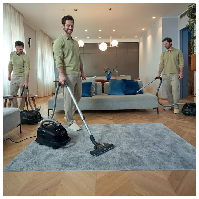 Hoover HE2Z10A, Aspirapolvere con Sacchetto, 99% Aspirazione, 3.5L, Nero-Grigio