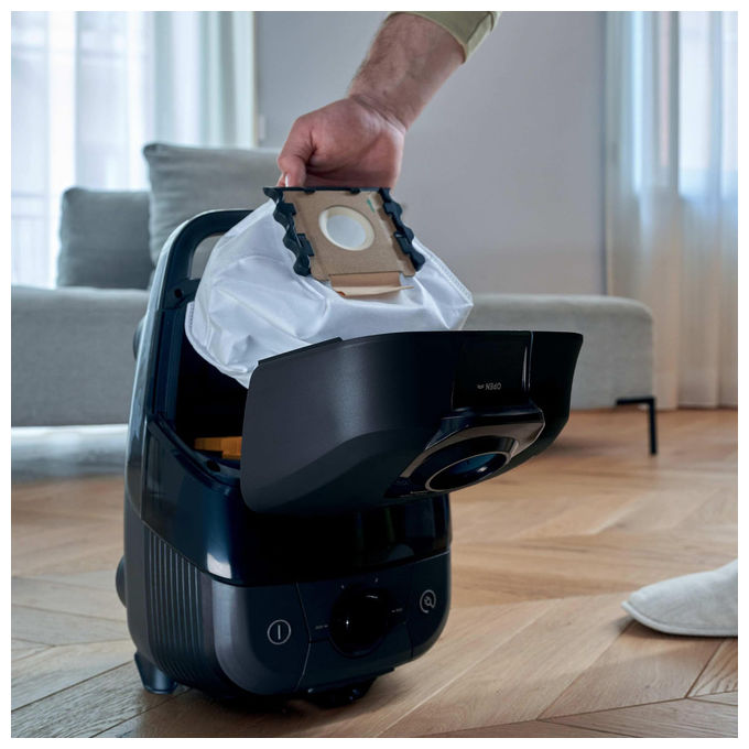 Hoover HE2Z10A, Aspirapolvere con Sacchetto, 99% Aspirazione, 3.5L, Nero-Grigio