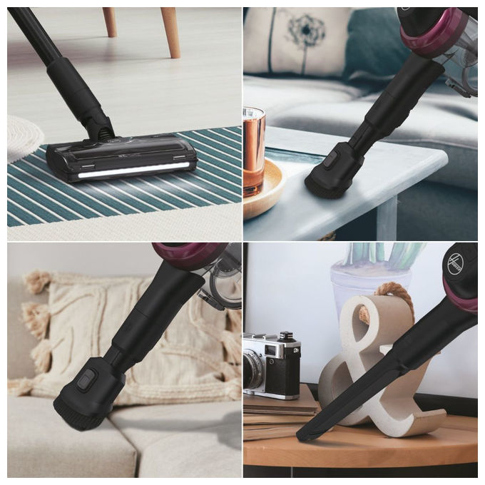 Hoover HF410H 011, Scopa Elettrica Senza Fili, 240W, 0.4L, Magenta