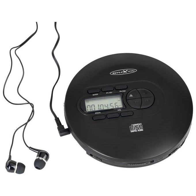 Reflexion PCD520MF Lettore CD Portatile con Anti-Shock 100 secondi per MP3 40 secondi per Audio CD Radio FM PLL con 20 Preset Uscita Cuffie 3.5 mm Alimentazione USB e Batterie AA Ricaricabili e Non Ricaricabili colore Nero