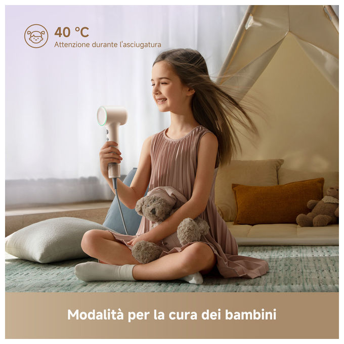 Dreame HDMINIFPK Mini Flow Asciugacapelli 1200 W Ionica 2 velocita' 5 temperature beccuccio lisciante colore Rosa
