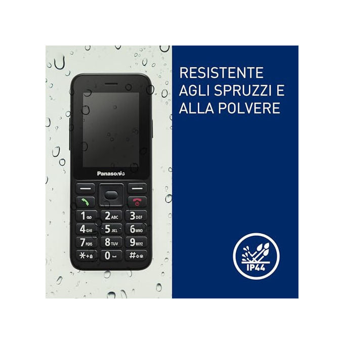 Panasonic KX-TU260EXB Telefono Cellulare per Anziani 4G Schermo 2.4'' Tasto SOS IP44 USB-C Batteria 1500 mAh colore Nero
