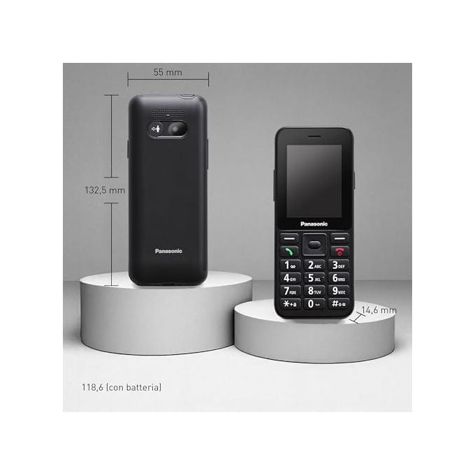 Panasonic KX-TU260EXB Telefono Cellulare per Anziani 4G Schermo 2.4'' Tasto SOS IP44 USB-C Batteria 1500 mAh colore Nero