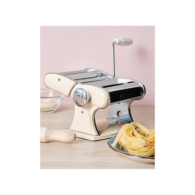 Girmi IM92, Macchina per Pasta Manuale, 7 Livelli Spessore, 3 Formati, Inox, Crema
