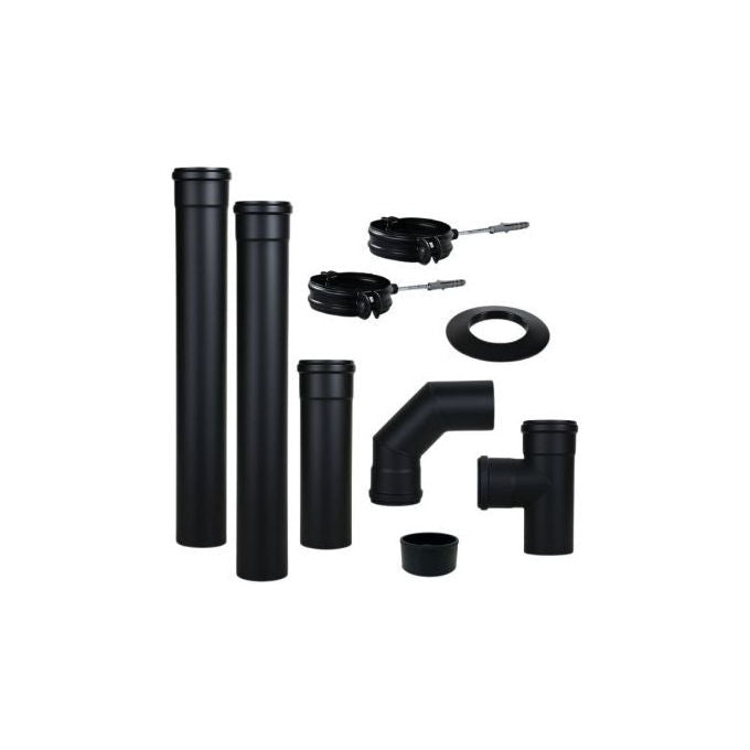 El-Ga Distribuzione, Tubo Stufa a Pellet, Ø80 mm, Acciaio Smaltato Nero, Guarnizione Siliconica