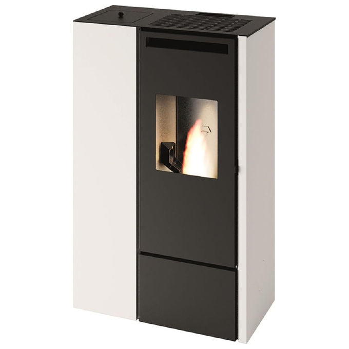 Punto Fuoco, Stufa a Pellet Clelia, 11 kW, Acciaio Verniciato, Bianca, Con Telecomando