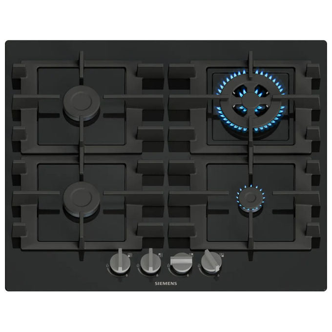 Siemens, Piano Cottura a Gas da Incasso Nero, iQ300, 60 cm, 4 Bruciatori