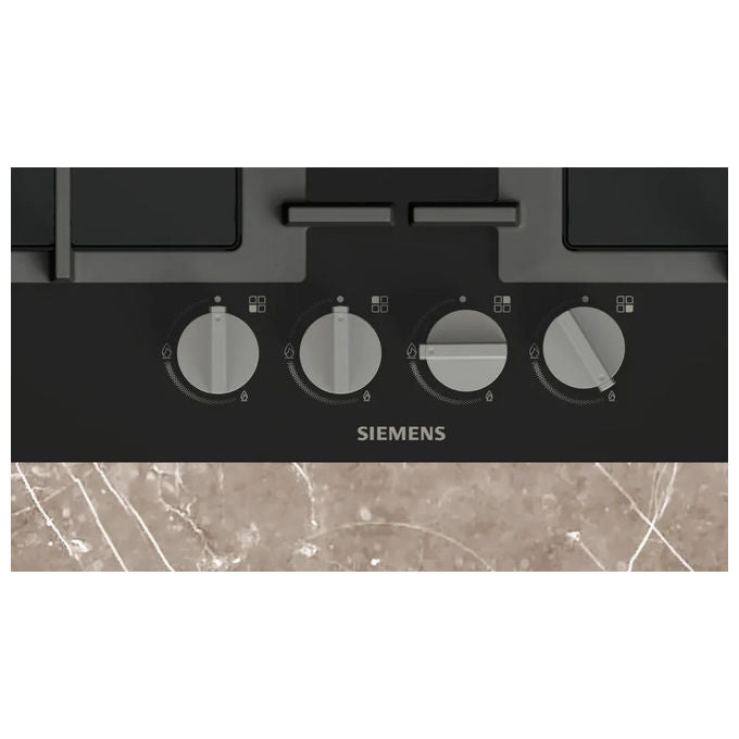 Siemens, Piano Cottura a Gas da Incasso Nero, iQ300, 60 cm, 4 Bruciatori