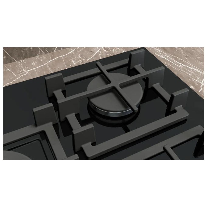 Siemens iQ700 ER7A6RH40, Piano Cottura a Gas, 75 cm, 5 Bruciatori, Vetro Nero