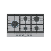 Siemens EC7A5SI90 IQ500 Piano cottura a gas 75 cm 5 fuochi bruciatore wok stepFlame griglie ghisa colore Acciaio inox