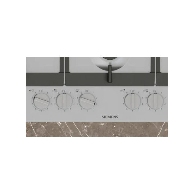 Siemens EC7A5SI90 IQ500 Piano cottura a gas 75 cm 5 fuochi bruciatore wok stepFlame griglie ghisa colore Acciaio inox