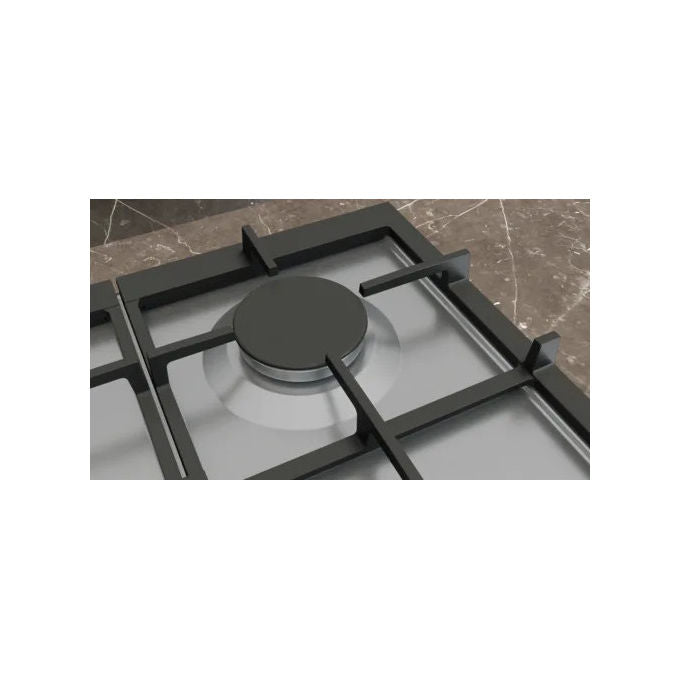 Siemens EC7A5SI90 IQ500 Piano cottura a gas 75 cm 5 fuochi bruciatore wok stepFlame griglie ghisa colore Acciaio inox