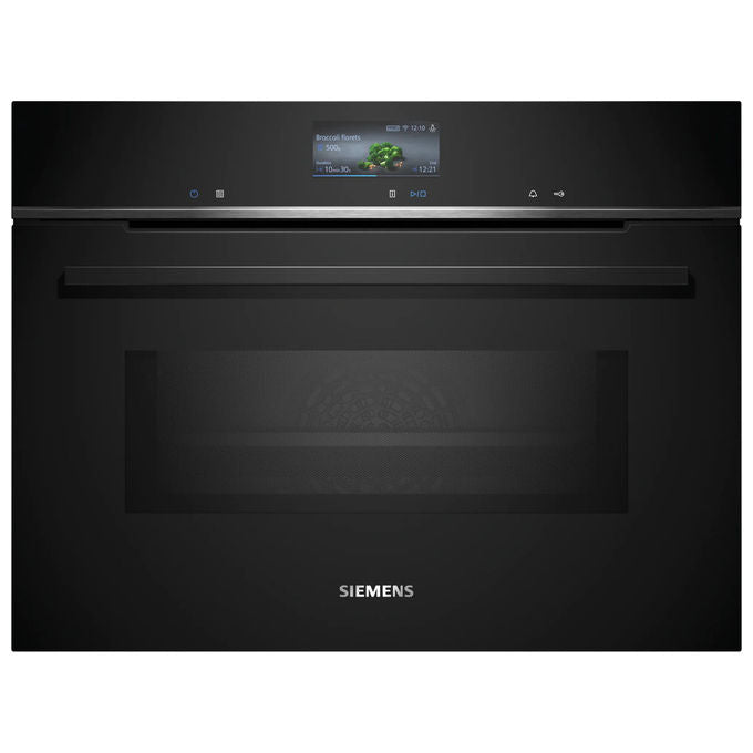 Siemens, Forno compatto combinato microonde iQ700 CM776G1B1, 45 L, Nero, Pirolitico