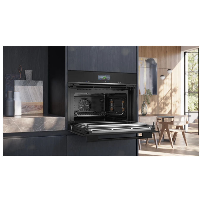 Siemens, Forno compatto combinato microonde iQ700 CM776G1B1, 45 L, Nero, Pirolitico