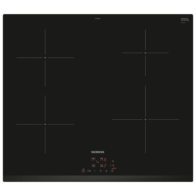 Siemens iQ100 EU63KBEB5E, Piano Cottura a Induzione, 60 cm, Vetroceramica Nero, Da Incasso