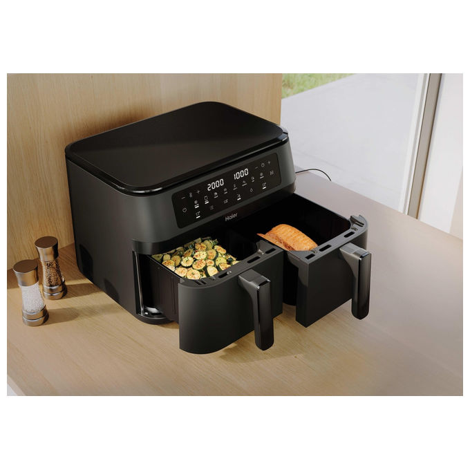 Haier, Friggitrice ad Aria Calda, 11.5 L, Doppia, 3000 W, HAF3AD 011, Nero