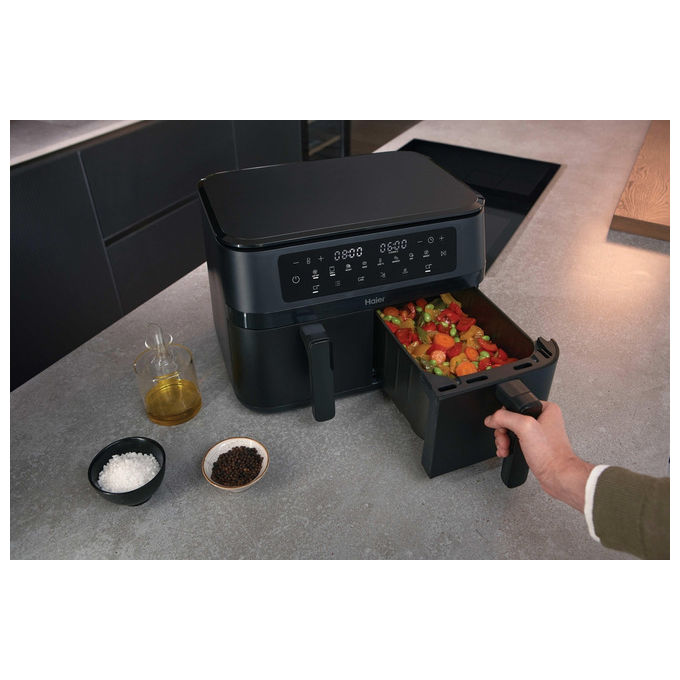 Haier, Friggitrice ad Aria Calda, 11.5 L, Doppia, 3000 W, HAF3AD 011, Nero