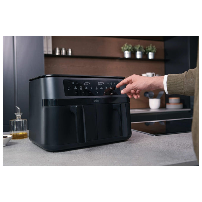 Haier, Friggitrice ad Aria Calda, 11.5 L, Doppia, 3000 W, HAF3AD 011, Nero