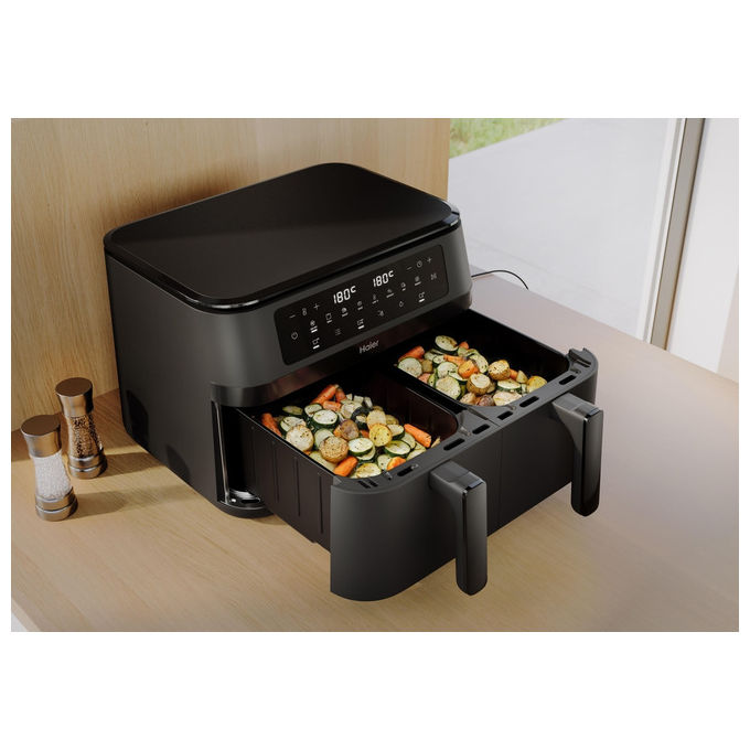 Haier, Friggitrice ad Aria Calda, 11.5 L, Doppia, 3000 W, HAF3AD 011, Nero