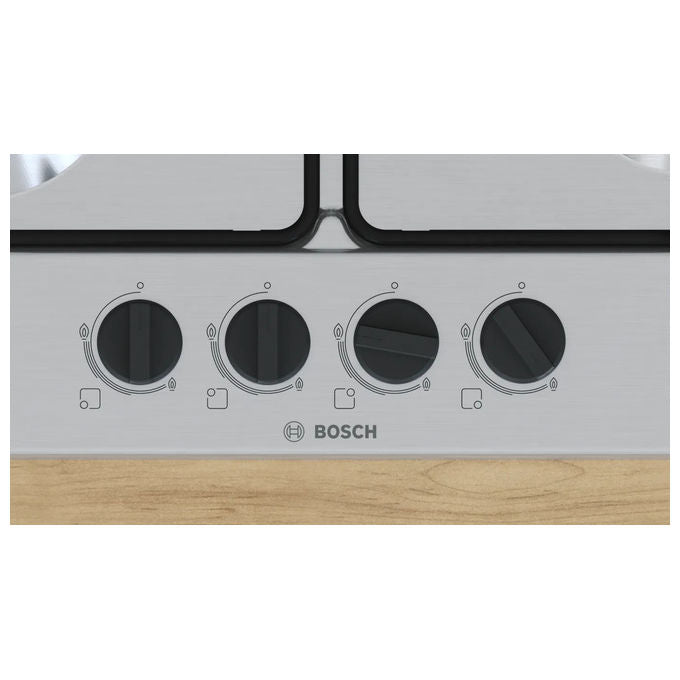 Bosch Serie 4 PGH6B5K80, Piano Cottura a Gas, 60 cm, Acciaio Inox, Da Incasso, 4 Bruciatori