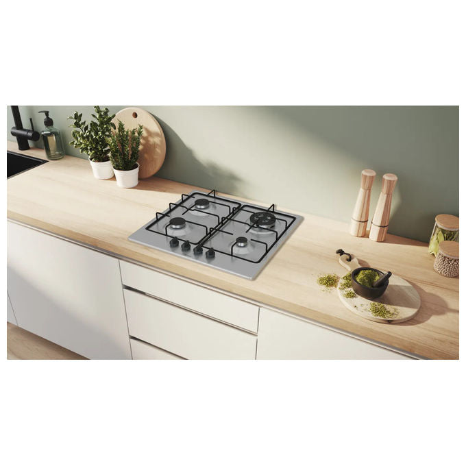 Bosch Serie 4 PGH6B5K80, Piano Cottura a Gas, 60 cm, Acciaio Inox, Da Incasso, 4 Bruciatori