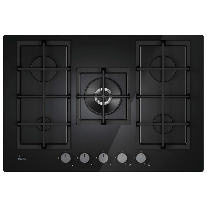Hoover H-HOB 300, Piano Cottura a Gas, 75 cm, 5 Bruciatori, Nero