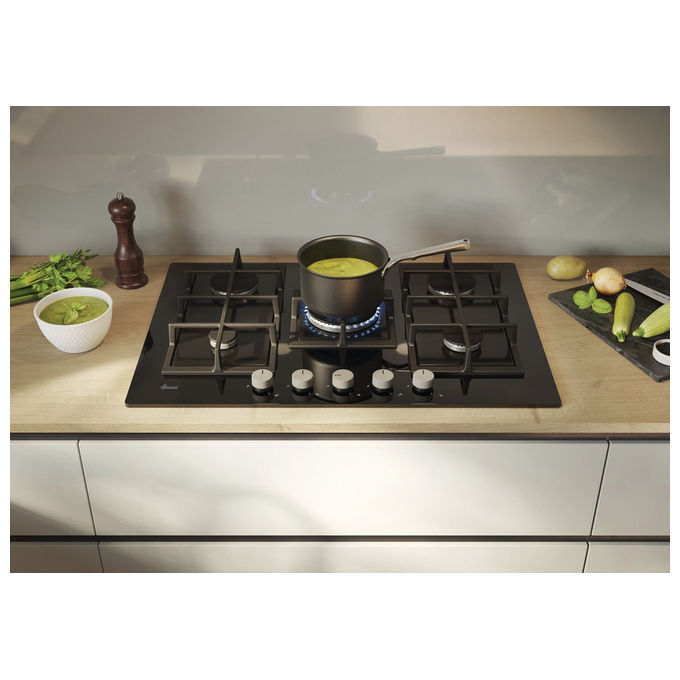 Hoover H-HOB 300, Piano Cottura a Gas, 75 cm, 5 Bruciatori, Nero