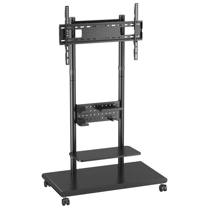 Equip, Supporto TV da Pavimento Mobile, 50-90'', 60 kg, con Ripiano, Nero