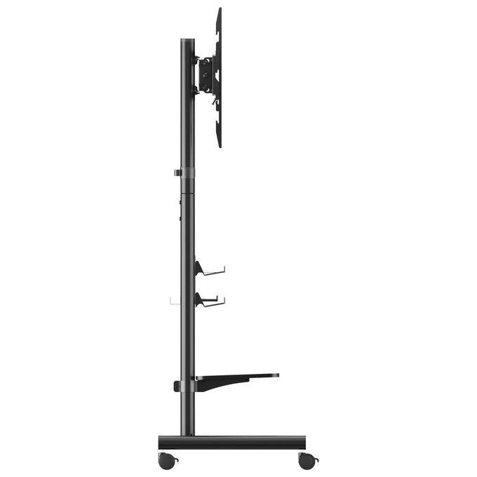 Equip, Supporto TV da Pavimento Mobile, 50-90'', 60 kg, con Ripiano, Nero
