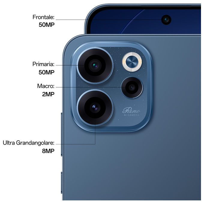 Oppo Reno15 F 5G, Smartphone AI, Tripla Fotocamera 50MP, 8GB RAM 256GB, Twilight Black