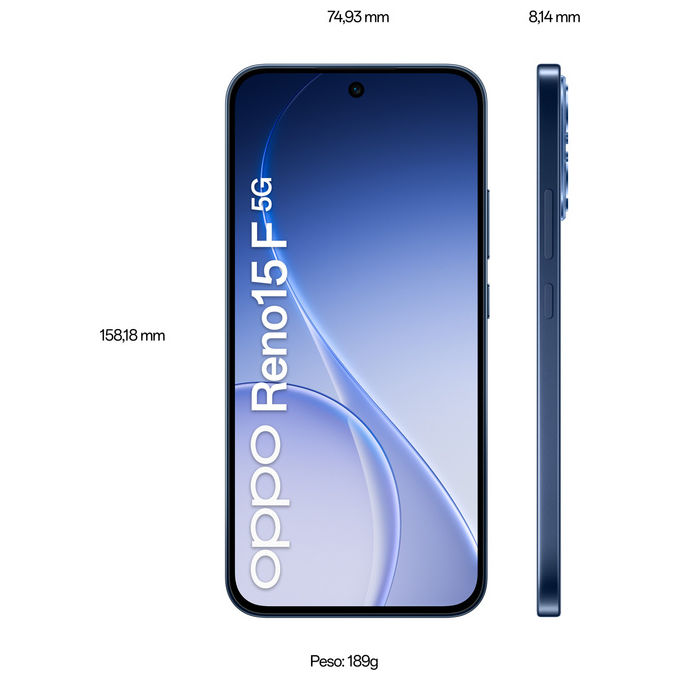 Oppo Reno15 F 5G, Smartphone AI, Tripla Fotocamera 50MP, 8GB RAM 256GB, Twilight Black