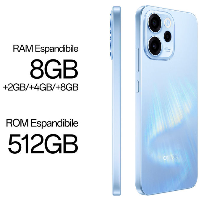 Oppo, Smartphone 5G AI, Reno15 FS, 8-512GB, Display 6.57'' AMOLED 120Hz, Aurora Blue