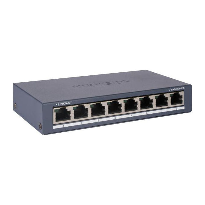 Hikvision, Switch di Rete, 8 Porte, Non Gestito, Gigabit Ethernet, Nero