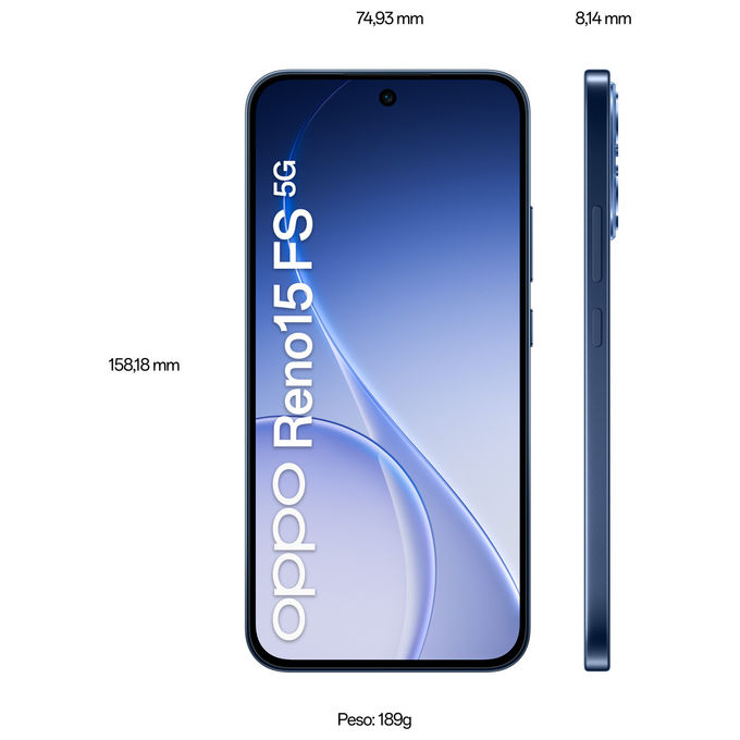 Oppo, Smartphone Reno15 FS 5G AI, Tripla fotocamera 50MP, 8GB RAM, 512GB, Twilight Black