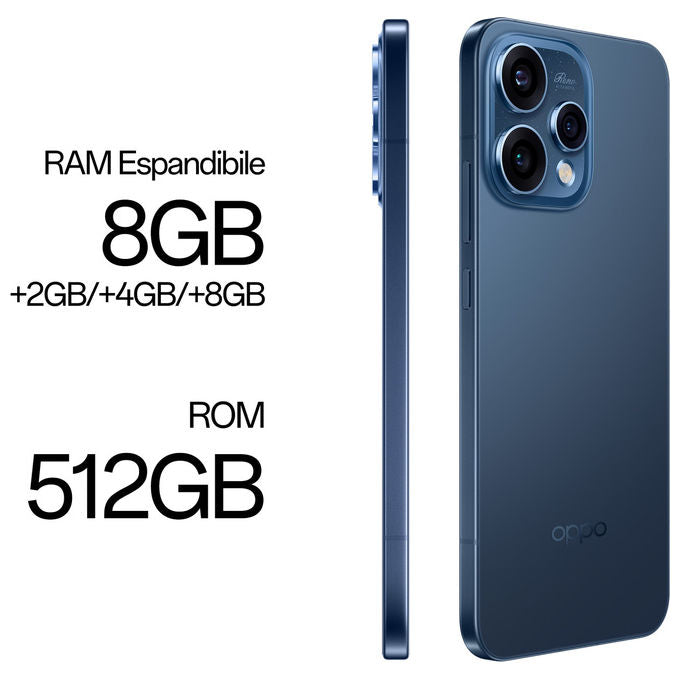 Oppo CPH2825 Reno15 Smartphone 5G AI 6.59'' 8GB 512GB Tripla Fotocamera 50MP Snapdragon 7 Gen 4 Batteria 6500 mAh colore Twilight Black