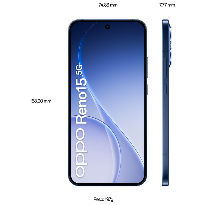 Oppo CPH2825 Reno15 Smartphone 5G AI 6.59'' 8GB 512GB Tripla Fotocamera 50MP Snapdragon 7 Gen 4 Batteria 6500 mAh colore Twilight Black