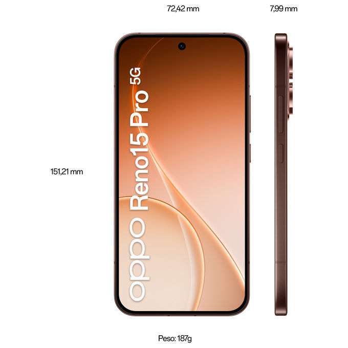 Oppo, Reno15 Pro 5G, Smartphone AI, Tripla fotocamera 200+50+50MP, 12GB RAM, 512GB, Nero Dusk