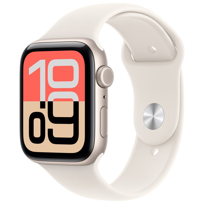 Apple Watch SE 3, GPS + Cellular, 44mm, Cassa Alluminio Galassia, Sport Band Galassia M-L