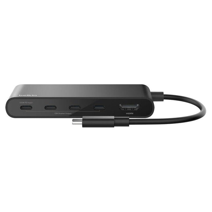 Belkin AVC021HQBK Hub USB-C 5 Porte HDMI 4K 60Hz Power Delivery 100W Trasferimento Dati 10 Gbps colore Nero