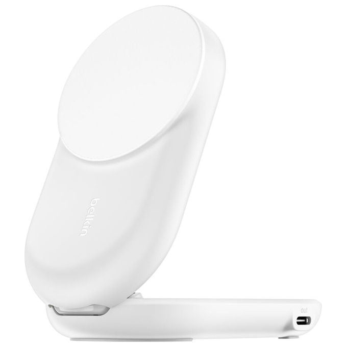 Belkin UltraCharge, Caricatore Wireless Magnetico, Qi2 25W, 2 in 1 con USB-C, Bianco