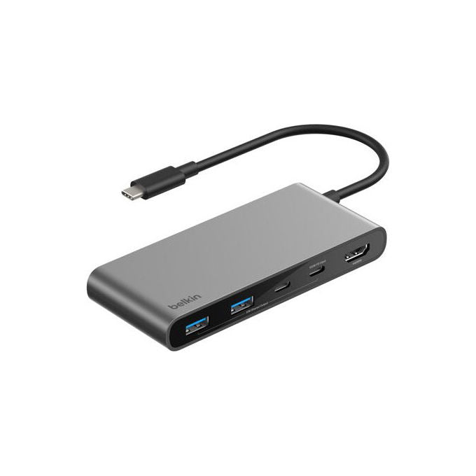 Belkin, Hub USB-C, 7-in-1, Grigio Argento, 2 USB-C, HDMI 4K