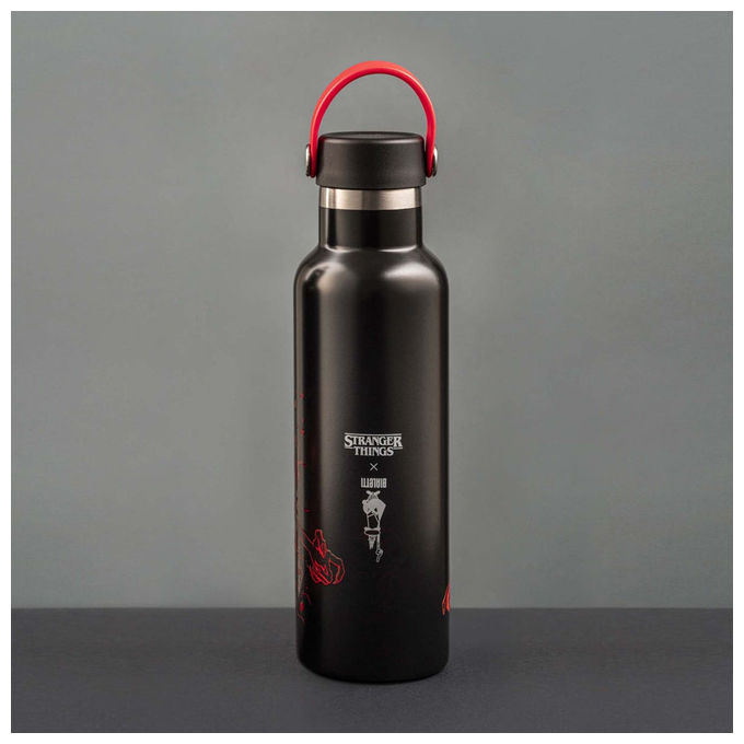 Bialetti Stranger Things, Bottiglia Termica, 600ml, Acciaio Inox, Nero e Rosso