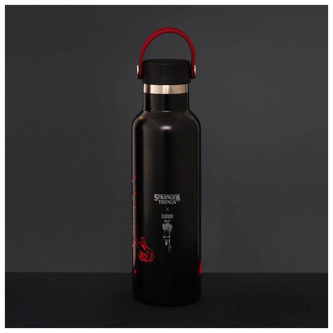 Bialetti Stranger Things, Bottiglia Termica, 600ml, Acciaio Inox, Nero e Rosso